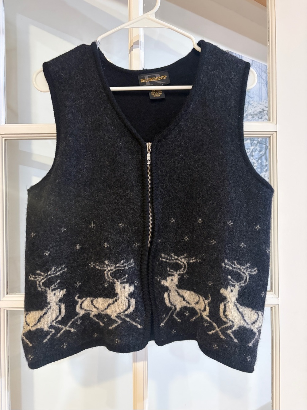 Requirements Wool Reindeer Sweater Vest Womens Christmas Nordic Fair Isle Winter